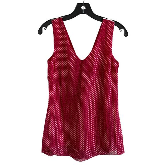 Vanity Y2K Polka Dot Babydoll Top Sleeveless Red Satin Trim Feminine Flirty - Picture 2 of 8